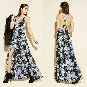 Reformation Black and Blue Floral Maxi